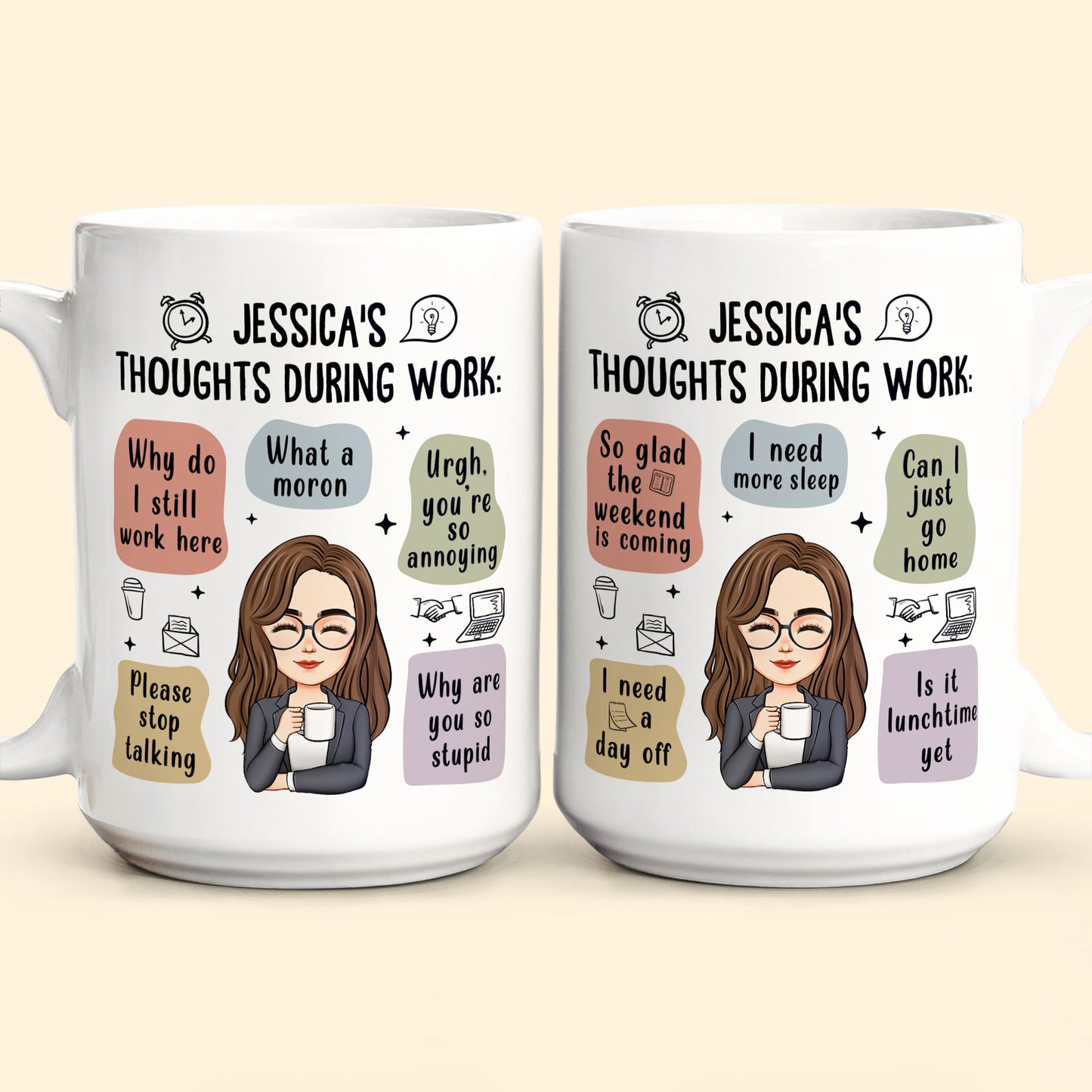 Thoughts During Work - Personalized Mug