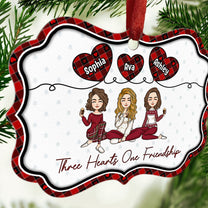 Three Hearts One Friendship - Personalized Aluminum Ornament