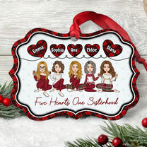 Five Hearts One Sisterhood - Personalized Aluminum Ornament