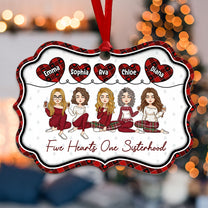 Five Hearts One Sisterhood - Personalized Aluminum Ornament