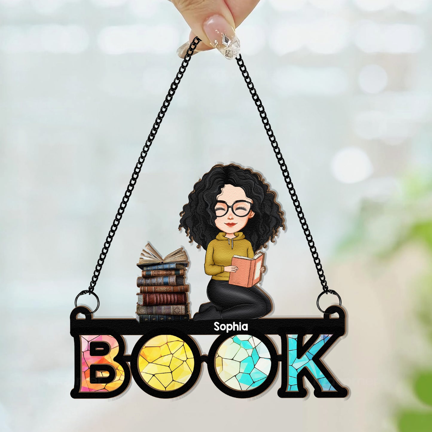 Through Bookish Glass - Personalized Window Hanging Suncatcher Ornament