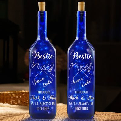 Through Thick And Thin, We'll Always Be Together - Personalized Blue Bottle Lamp