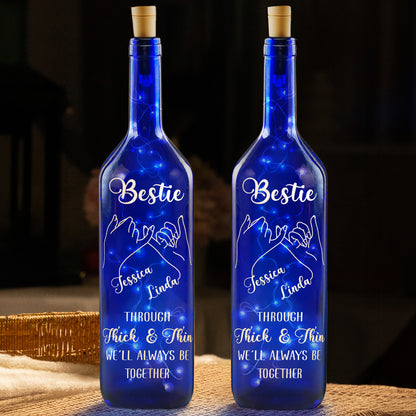 Through Thick And Thin, We'll Always Be Together - Personalized Blue Bottle Lamp