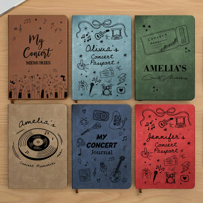 Ticket Keepsake Concert Souvenir Journal For Music Lovers, Daughter, Friends - Personalized Leather Journal