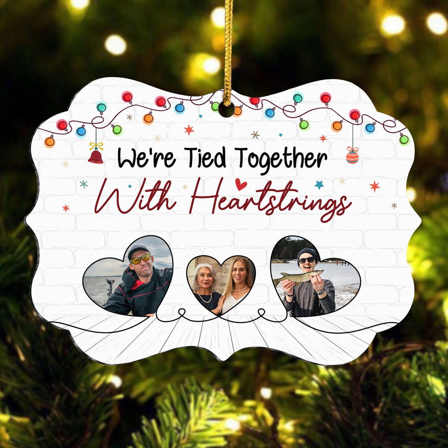 Tied Together With Heartstrings - Personalized Aluminum Photo Ornament