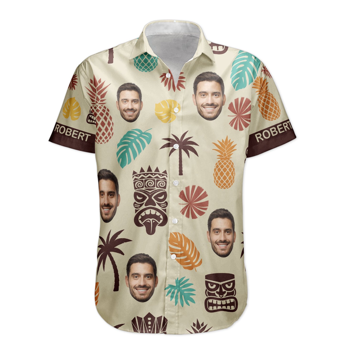 Tiki Pineapple Vintage Summer Aloha Shirts Custom Face - Custom Photo Hawaiian Shirts