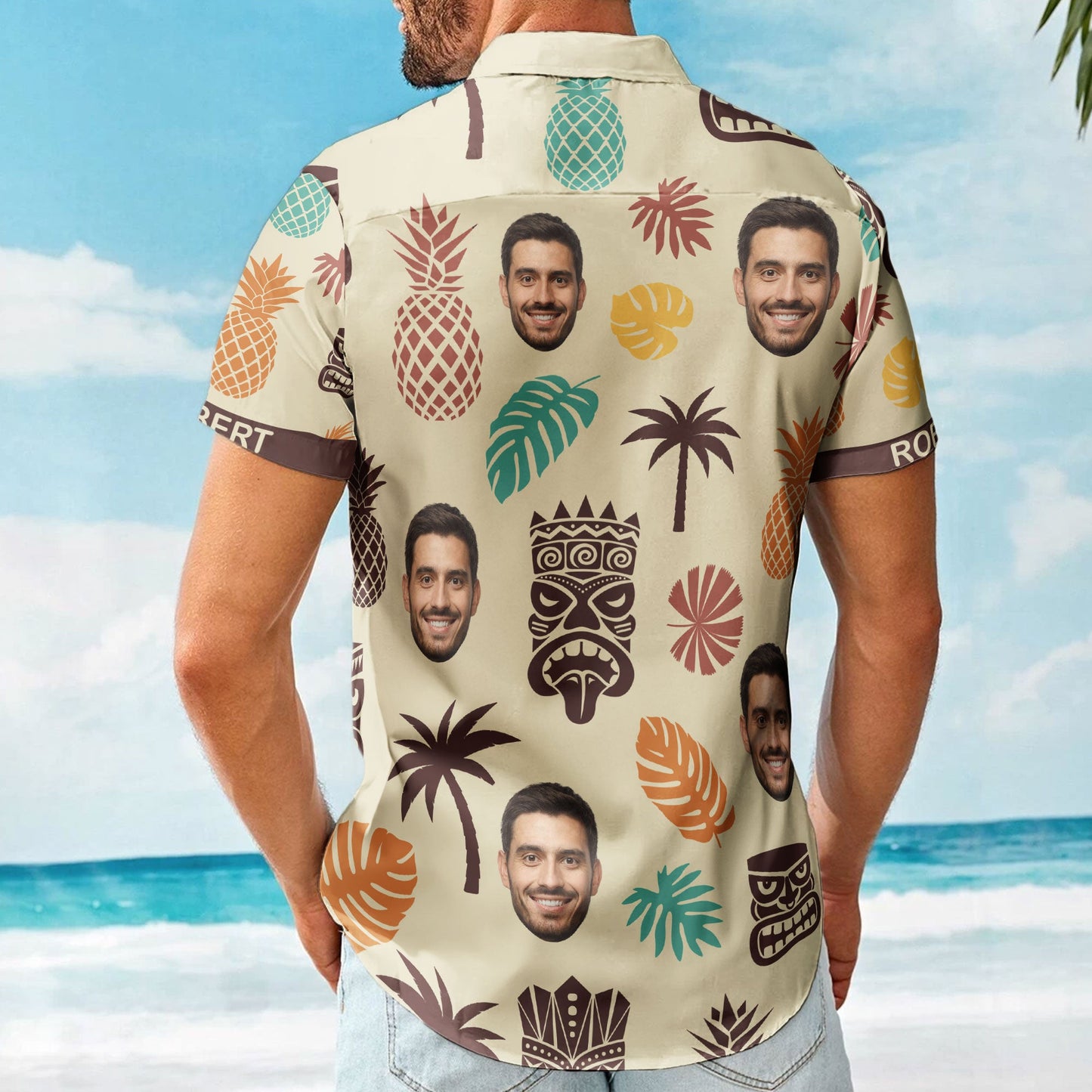 Tiki Pineapple Vintage Summer Aloha Shirts Custom Face - Custom Photo Hawaiian Shirts