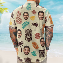 Tiki Pineapple Vintage Summer Aloha Shirts Custom Face - Custom Photo Hawaiian Shirts