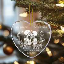 Til Death Do Us Part Christmas Couple Ornament - Personalized Heart Glass Ornament