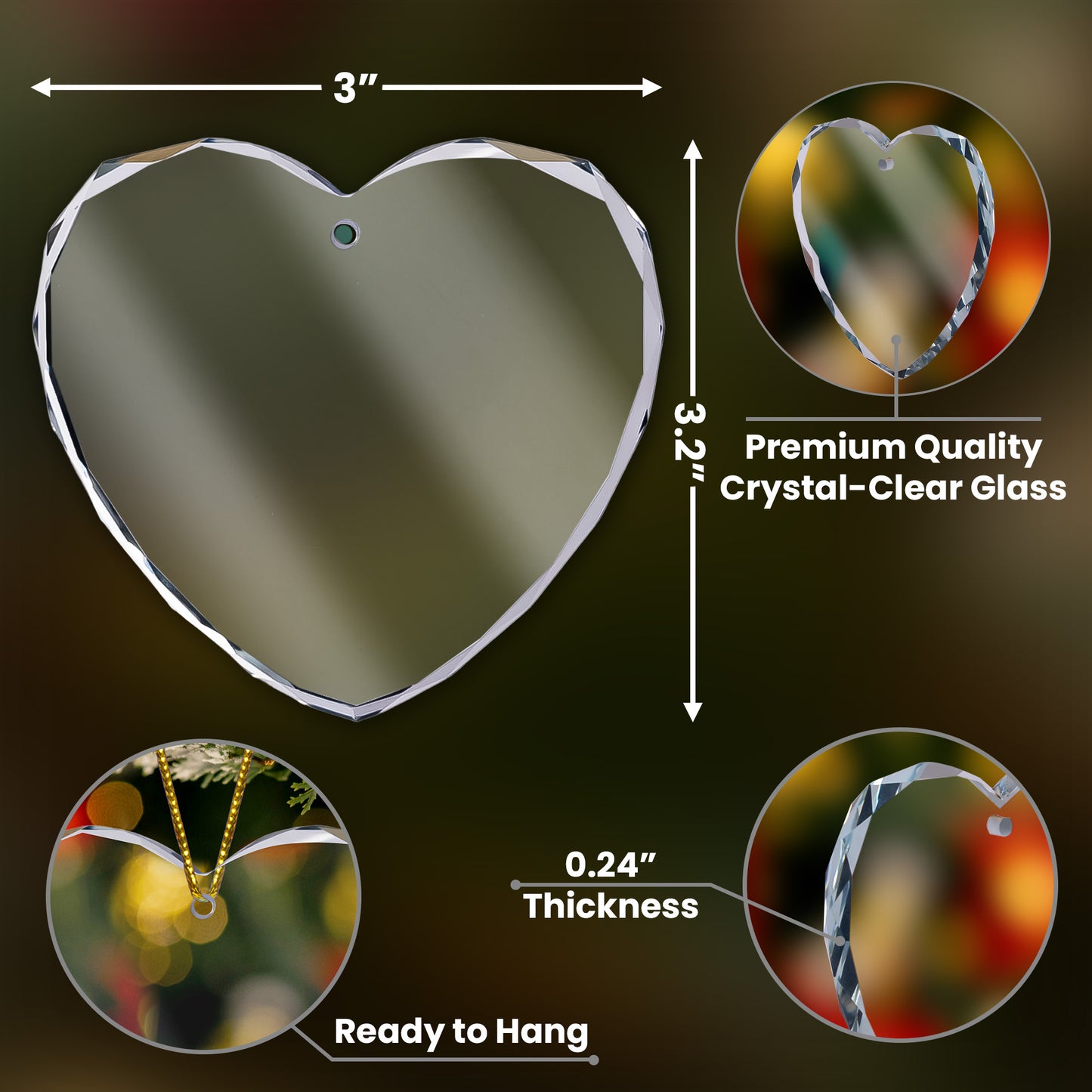 Til Death Do Us Part Christmas Couple Ornament - Personalized Heart Glass Ornament