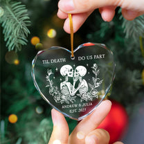Til Death Do Us Part Christmas Couple Ornament - Personalized Heart Glass Ornament