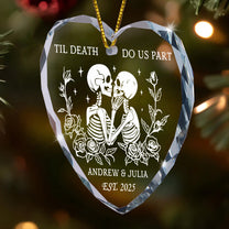 Til Death Do Us Part Christmas Couple Ornament - Personalized Heart Glass Ornament
