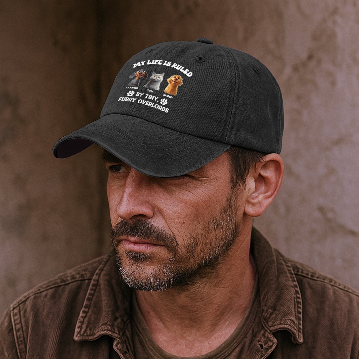 Tiny Furry Overlords - Personalized Distressed Denim Cap