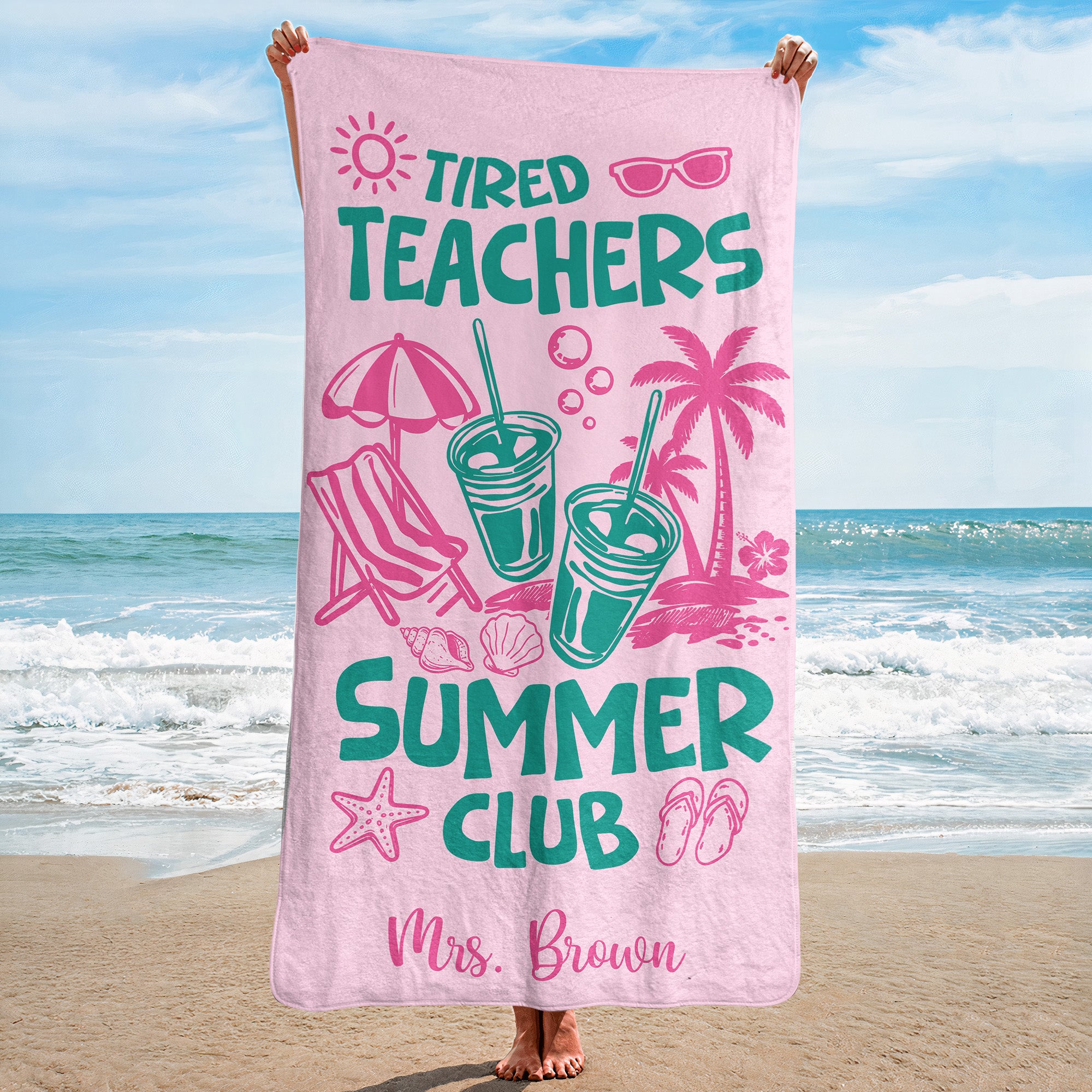 Tired_Teachers_Summer_Club_Personalized_Beach_Towel_2