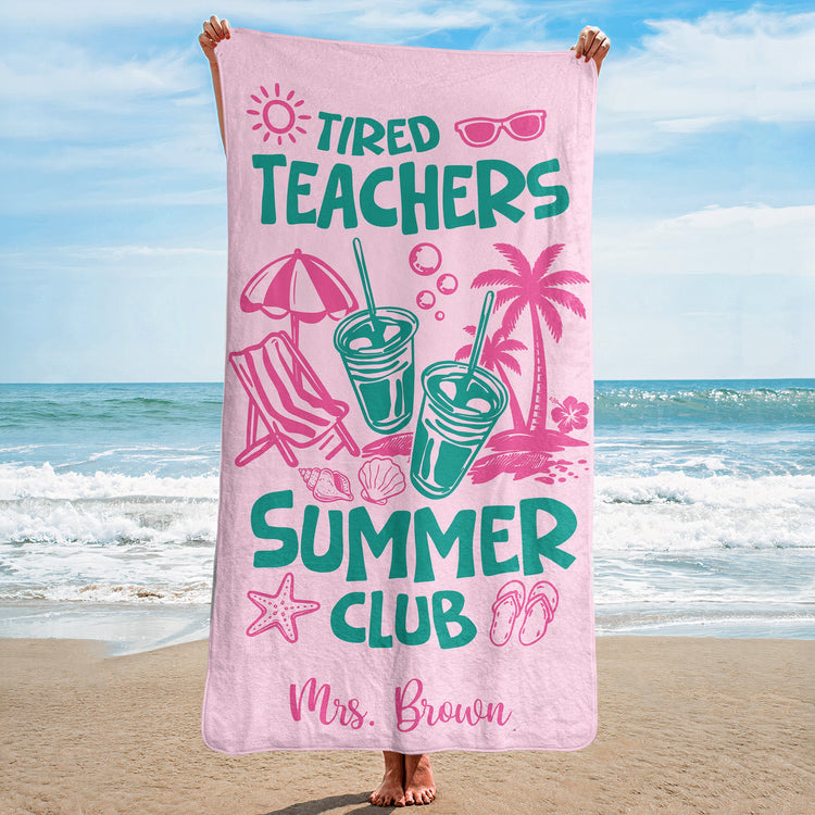 Tired_Teachers_Summer_Club_Personalized_Beach_Towel_2