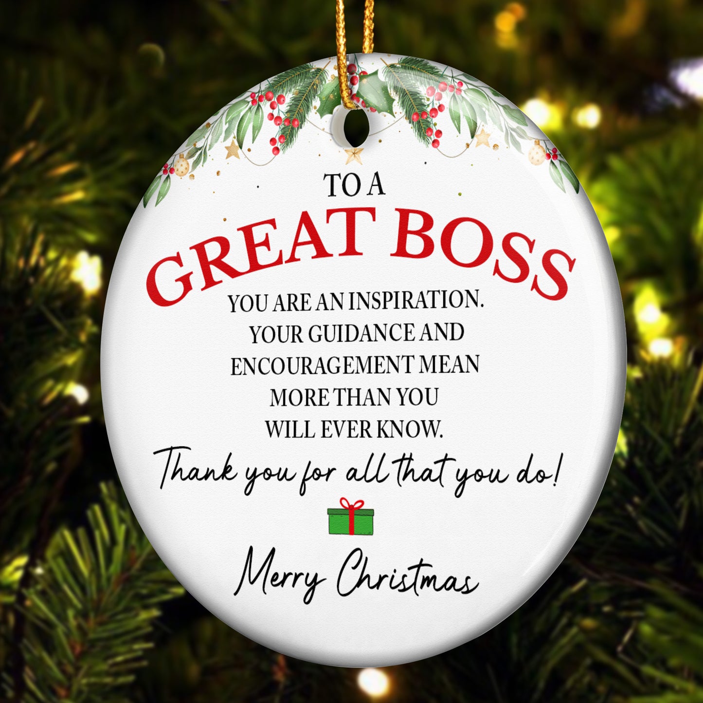 To A Great Boss Thank You Christmas Present - Ceramic Ornament