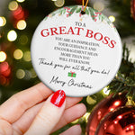 To A Great Boss Thank You Christmas Present - Ceramic Ornament