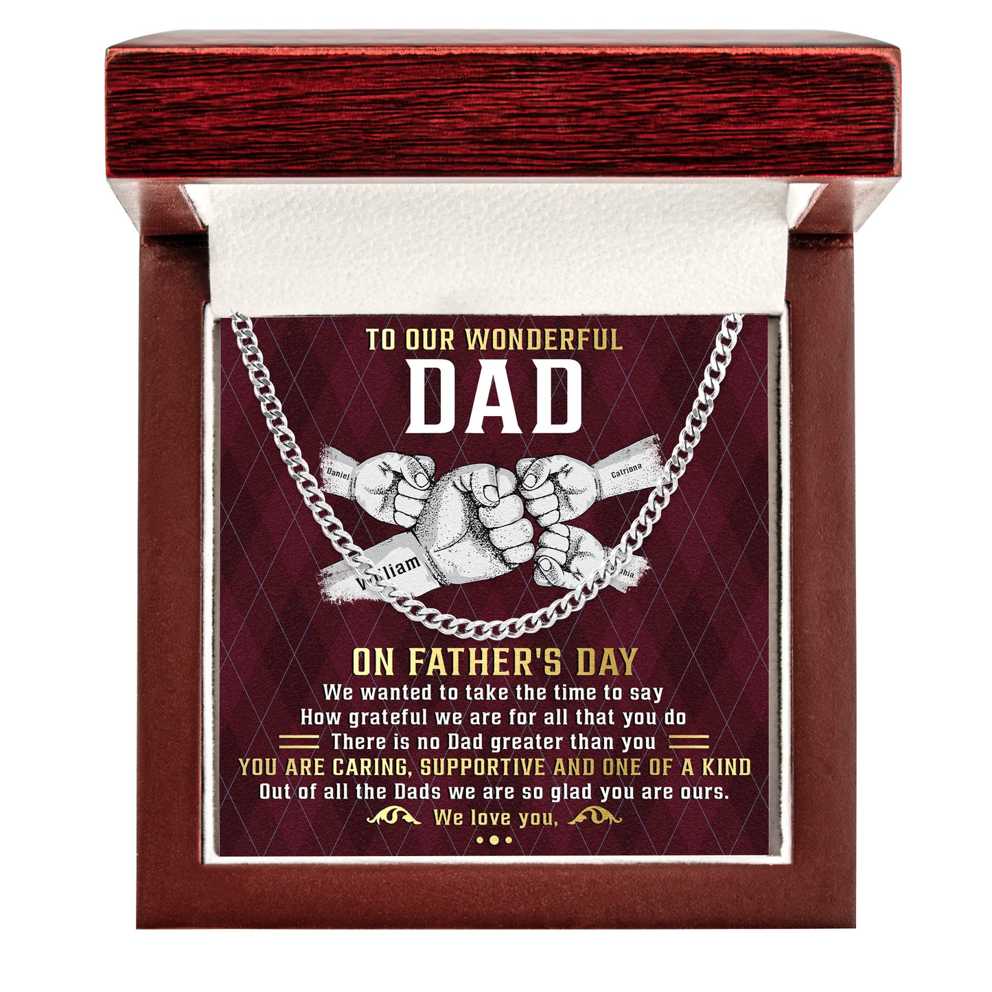 To A Wonderful Dad We Are So Glad You Are Ours - Personalized Men's Cuban Link Chain