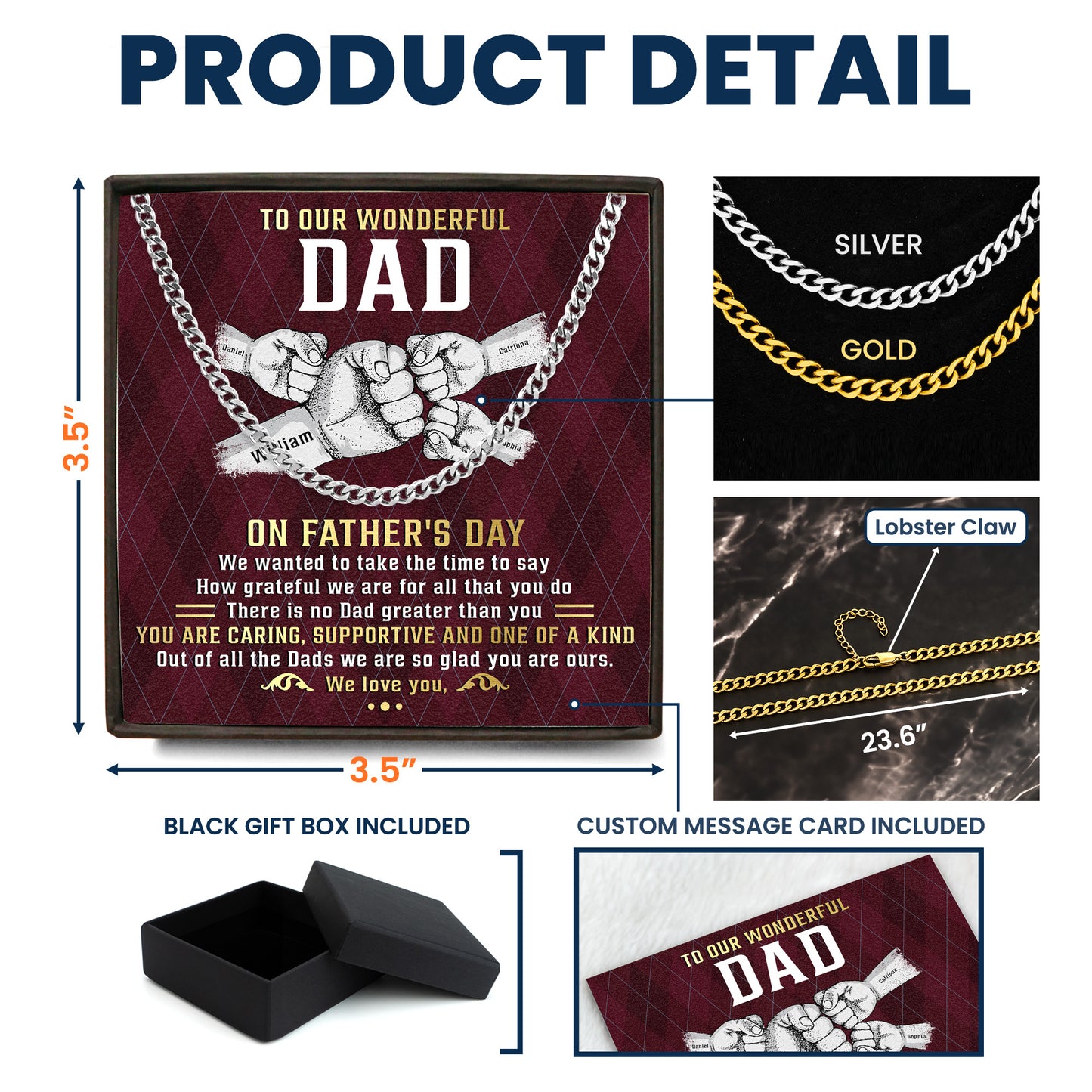 To A Wonderful Dad We Are So Glad You Are Ours - Personalized Men's Cuban Link Chain