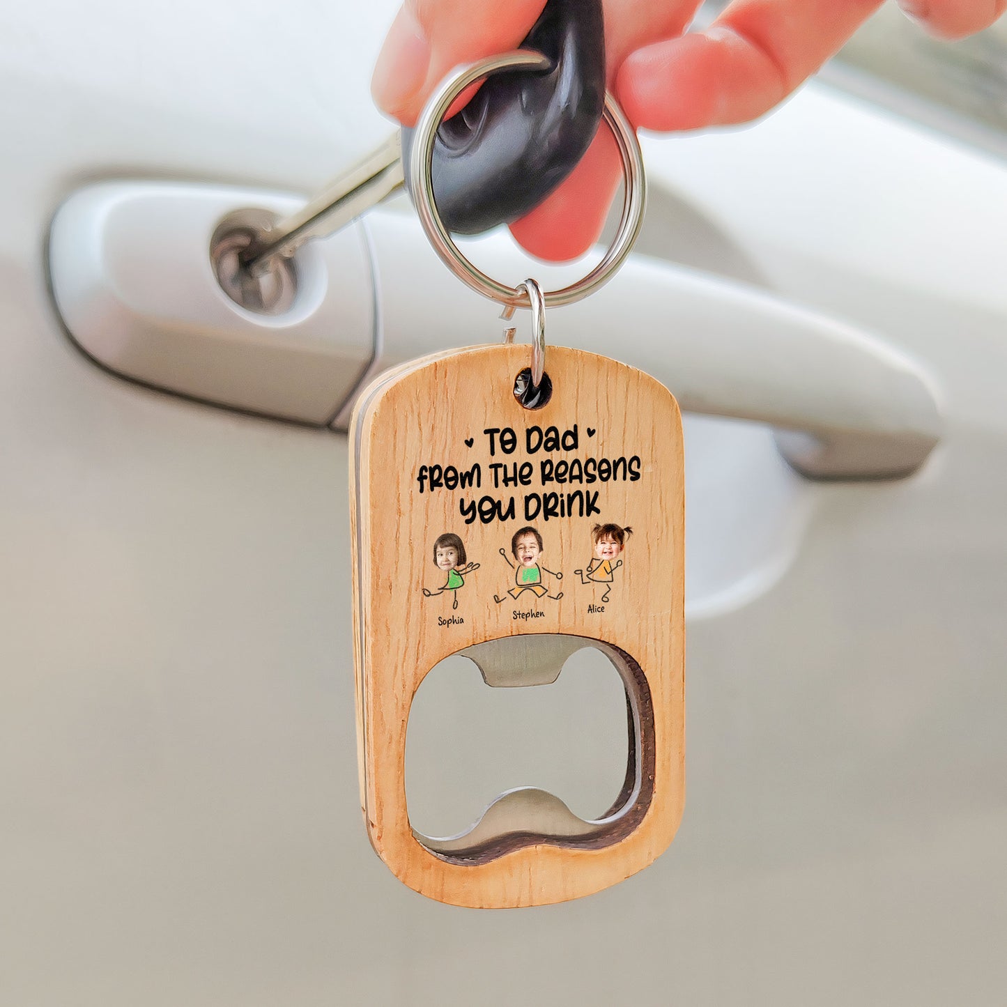 To Dad From The Reason You Drink - Personalized Bottle Opener Photo Keychain