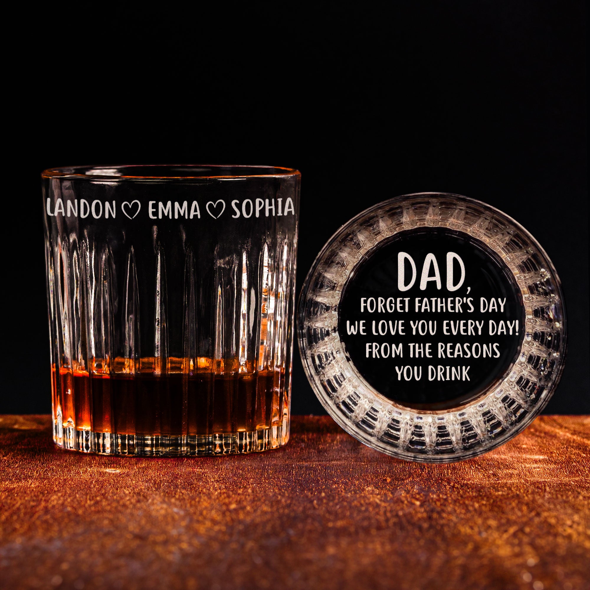 To Dad From The Reasons You Drink New Version - Personalized Engraved Whiskey Glass