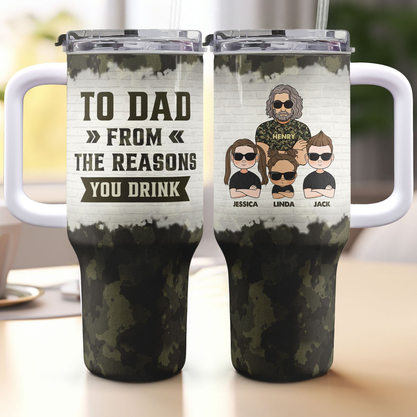 To Dad From The Reasons You Drink - Personalized 40oz Tumbler With Straw