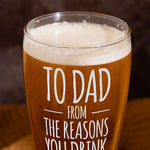 To Dad From The Reasons You Drink - Personalized Pilsner Glass