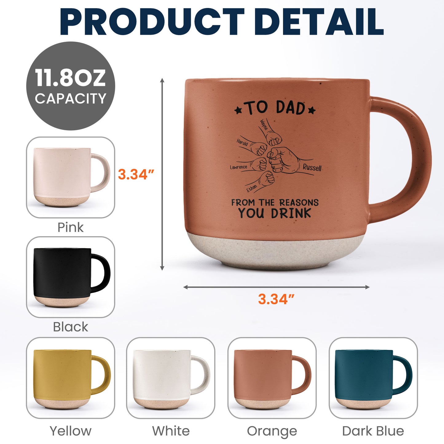 To Dad From The Reasons You Drink - Personalized Pottery Mug