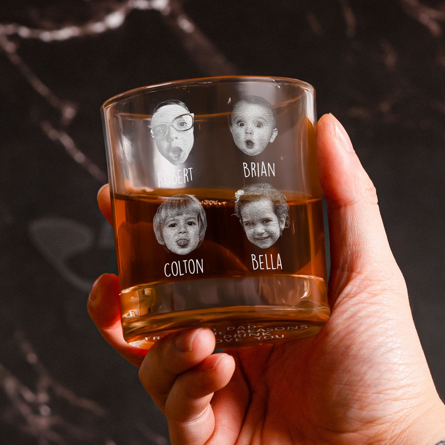 To Dad, Papa, Grandpa, Mom From The Reason You Drink - Personalized Whiskey Glass With Photo