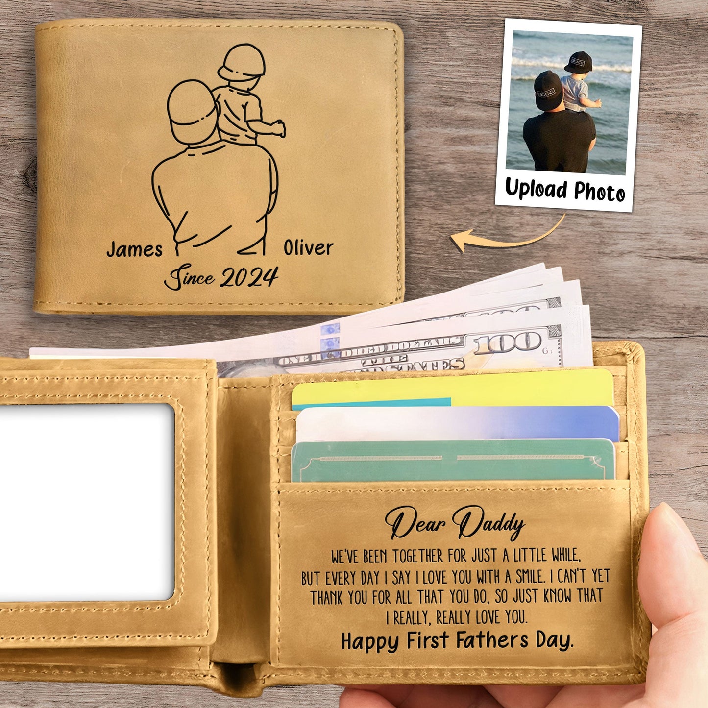 To Daddy I Really, Really Love You From Baby - Personalized Photo Leather Wallet