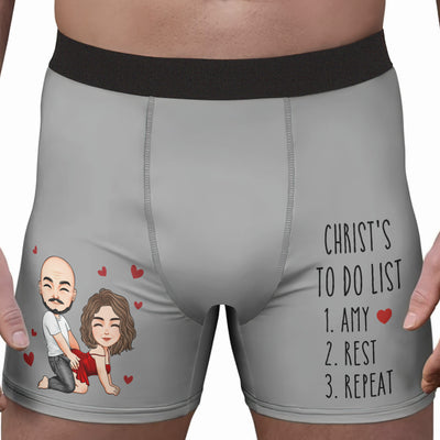 To Do List Naughty Couple Valentine's Day Anniversary Gift For Husband, Boyfriend - Personalized Men's Boxer Brief