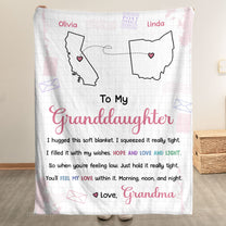 To Granddaughter, Grandson - I Hugged This Soft Blanket - Custom States - Personalized Blanket