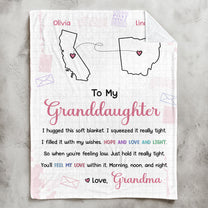 To Granddaughter, Grandson - I Hugged This Soft Blanket - Custom States - Personalized Blanket