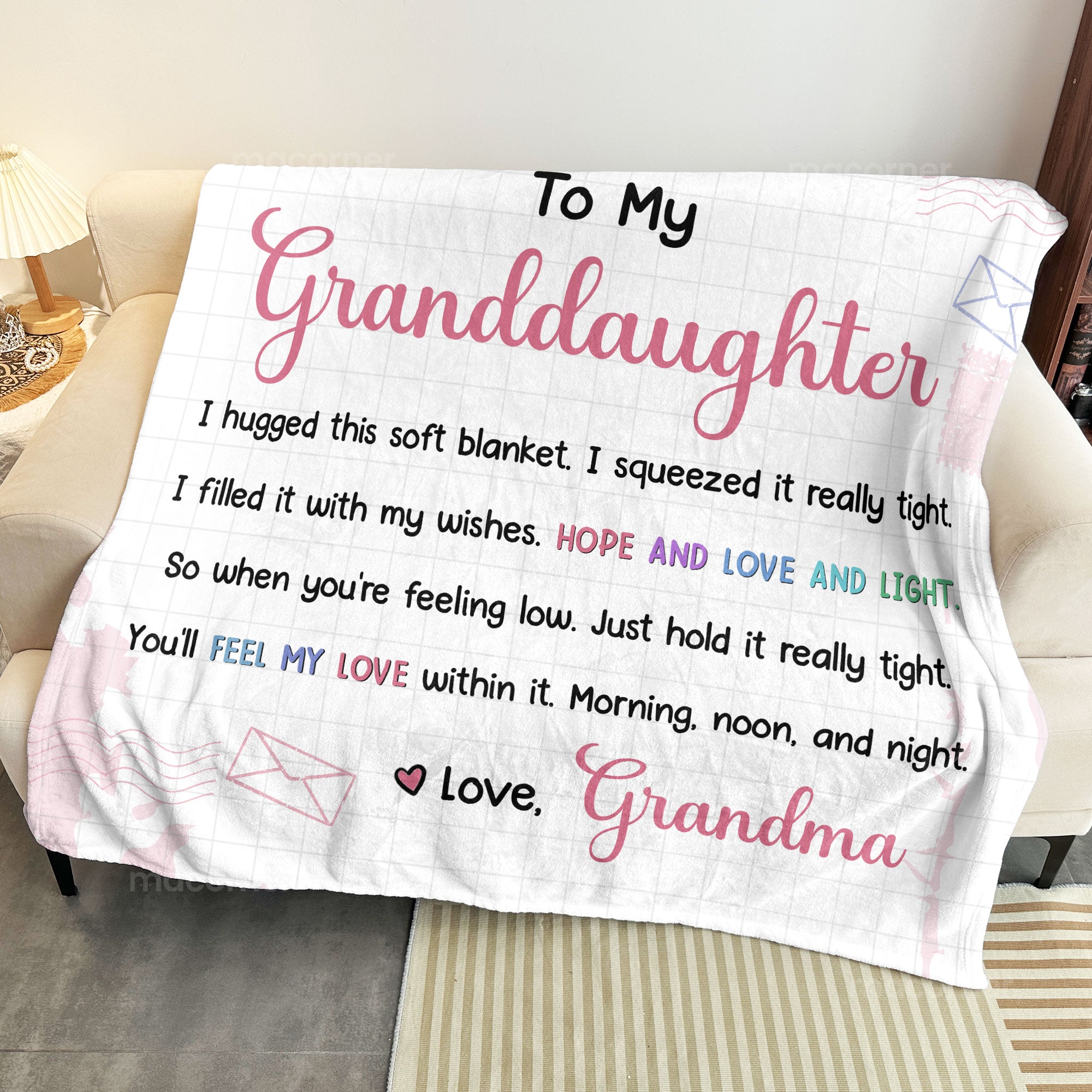 To Granddaughter, Grandson - I Hugged This Soft Blanket - Custom States - Personalized Blanket