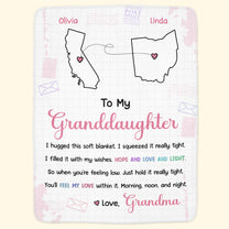 To Granddaughter, Grandson - I Hugged This Soft Blanket - Custom States - Personalized Blanket