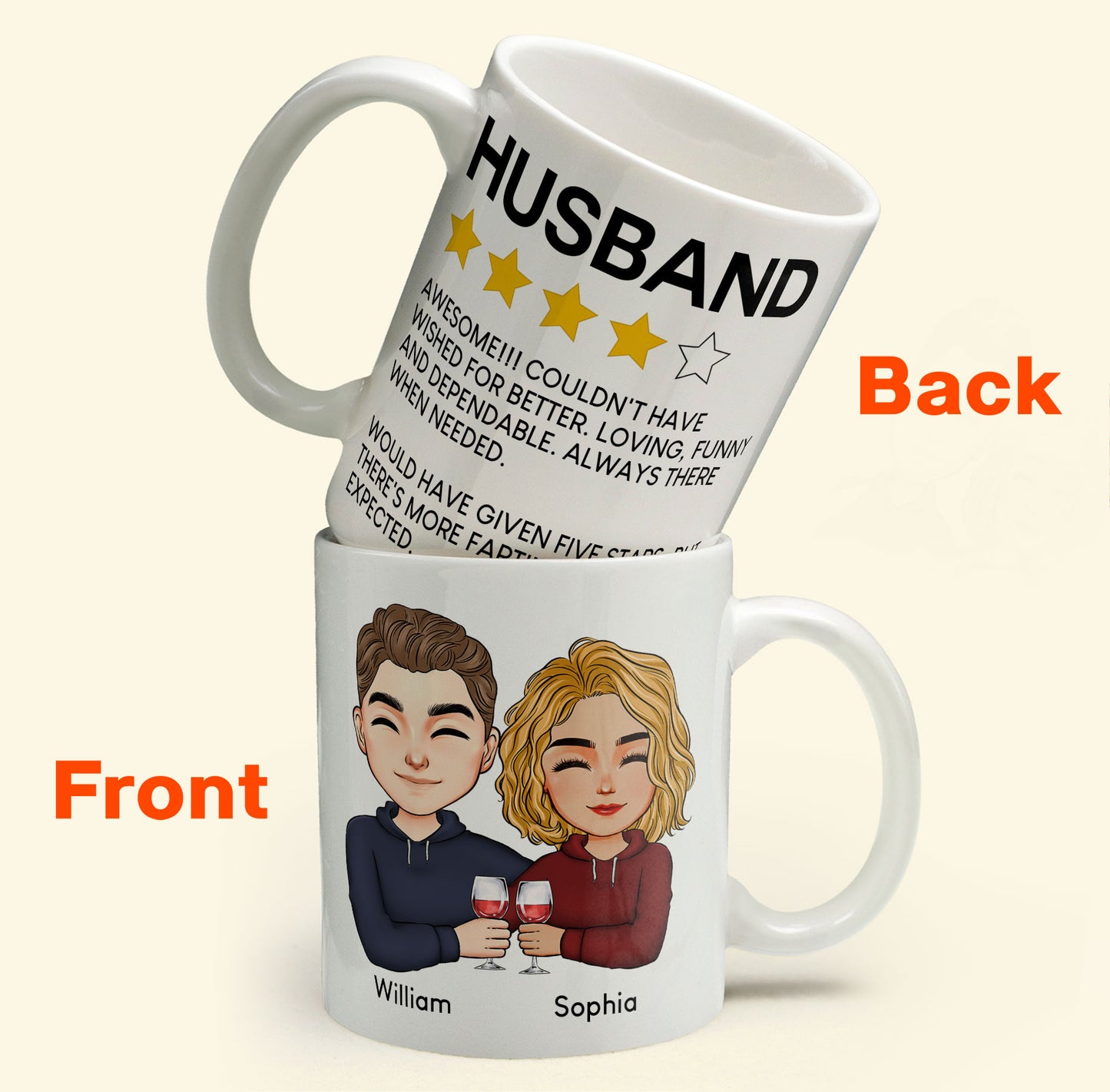 To Husband Five Star Funny - Personalized Mug