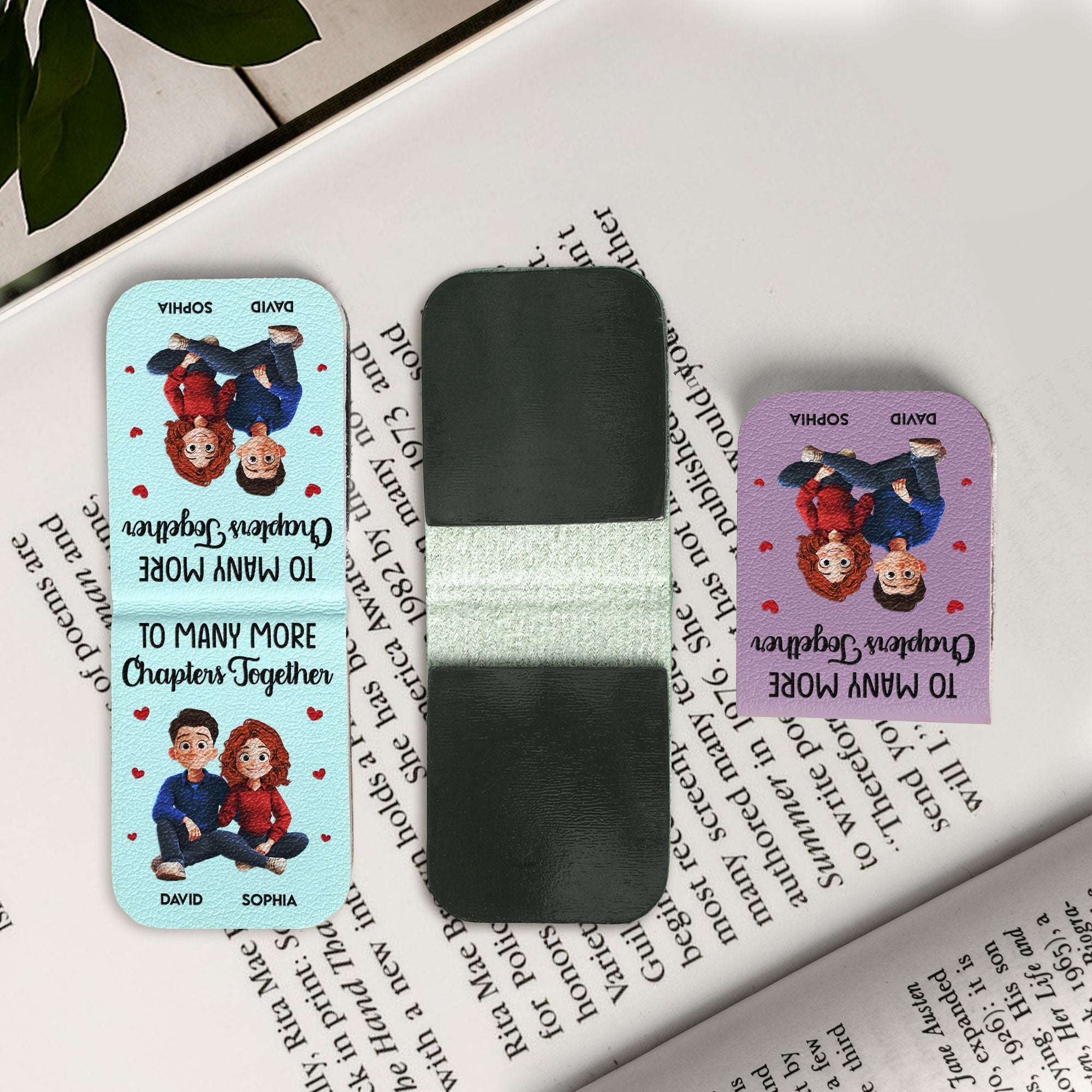 To Many More Chapters Together - Personalized Leather Magnetic Bookmark