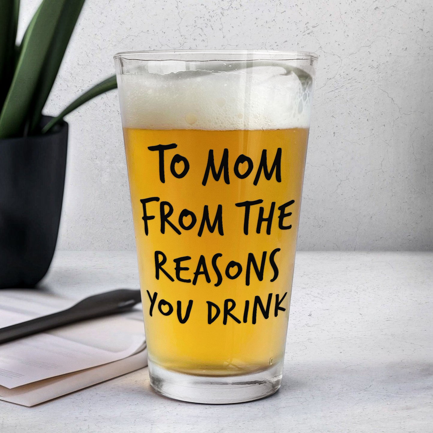 To Mom From The Reasons You Drink - Personalized Photo Beer Glass