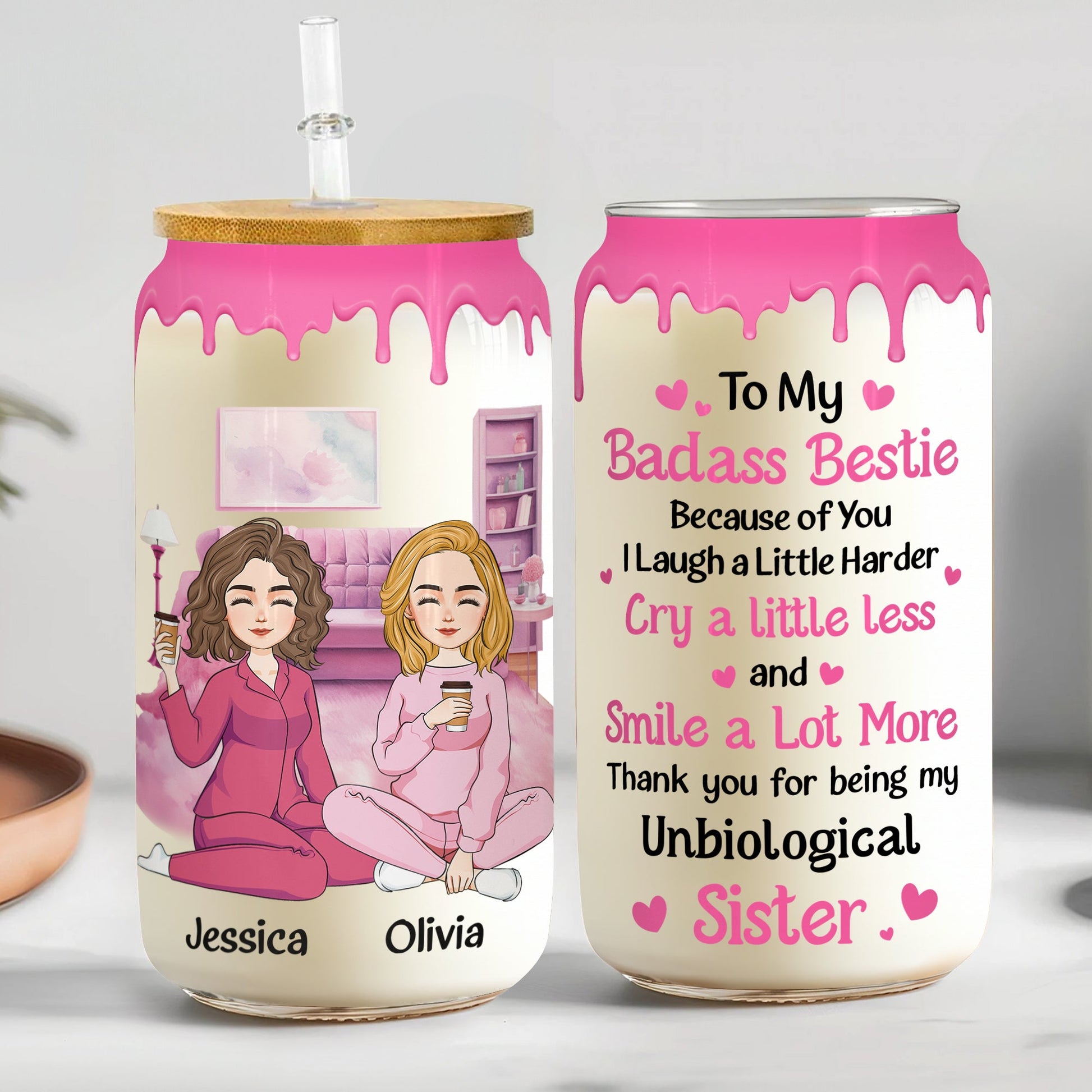 To My Badass Bestie, Soul Sister Friendship - Personalized Clear Glass Cup