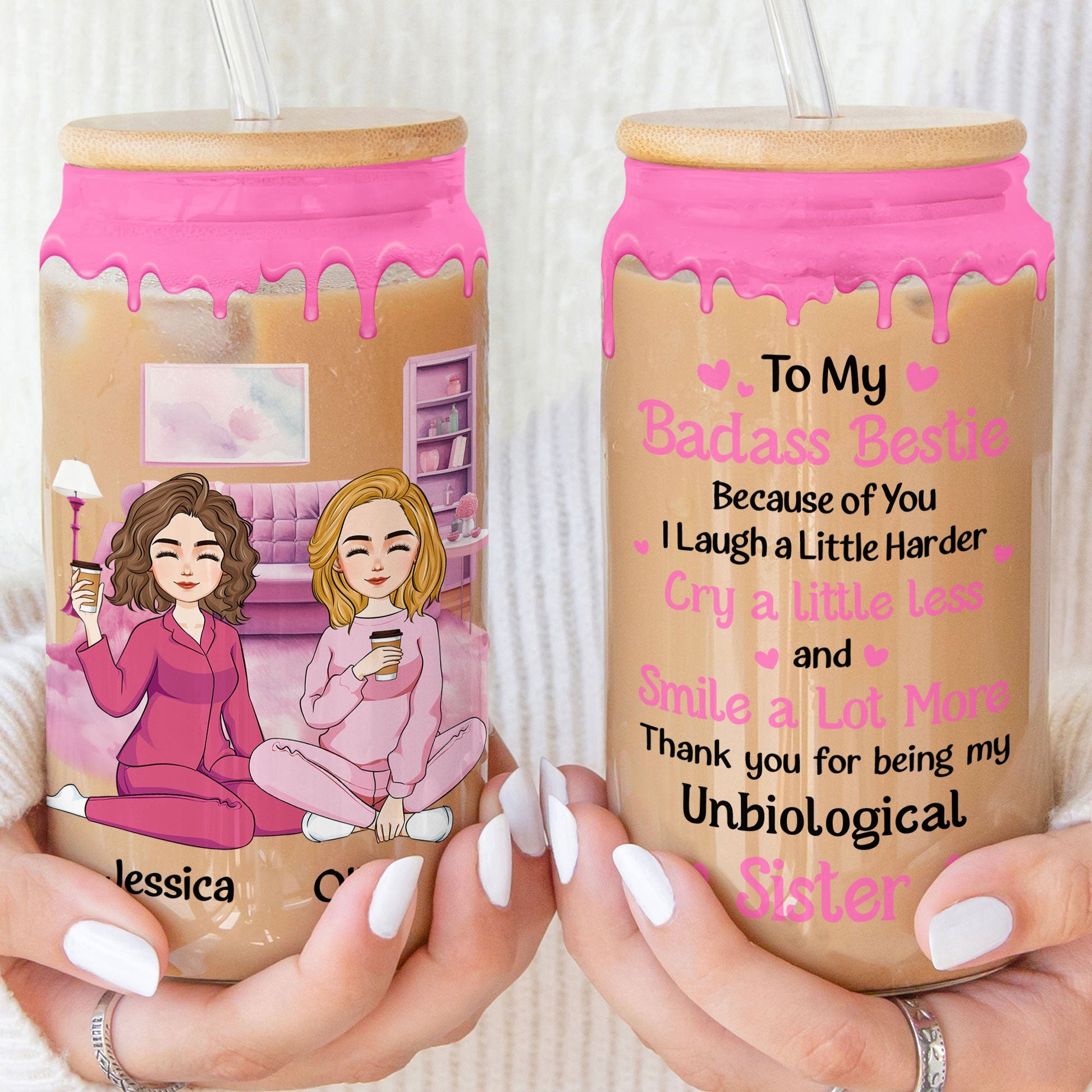 To My Badass Bestie, Soul Sister Friendship - Personalized Clear Glass Cup