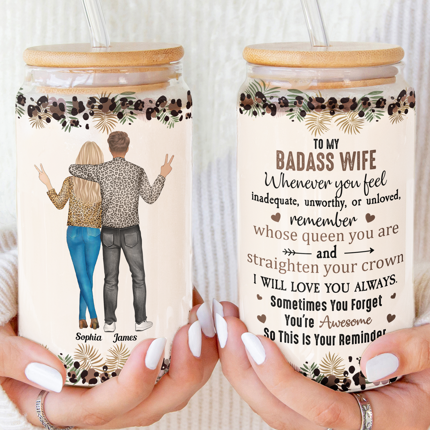 To My Badass Wife From Husband - Personalized Clear Glass Can