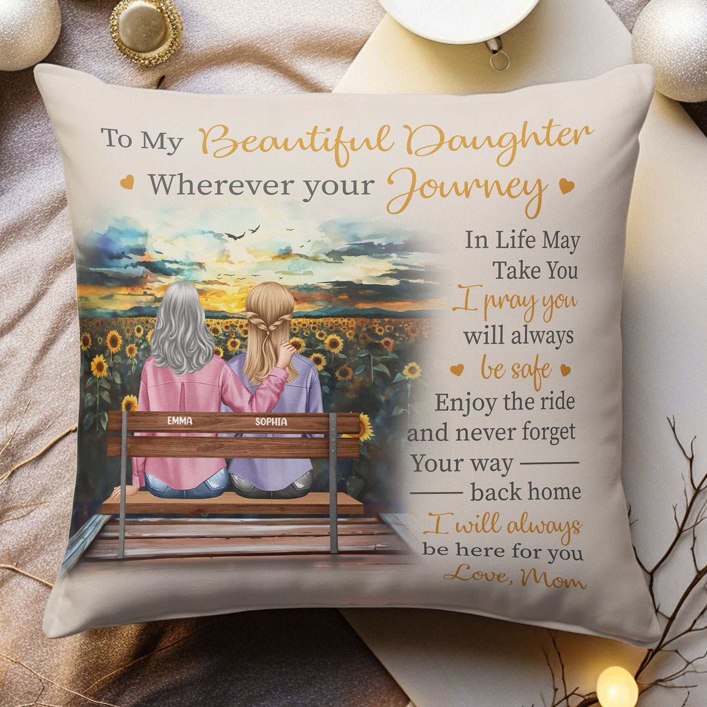 To My Beautiful Daughter Be Here For You - Personalized Pillow (Insert Included)