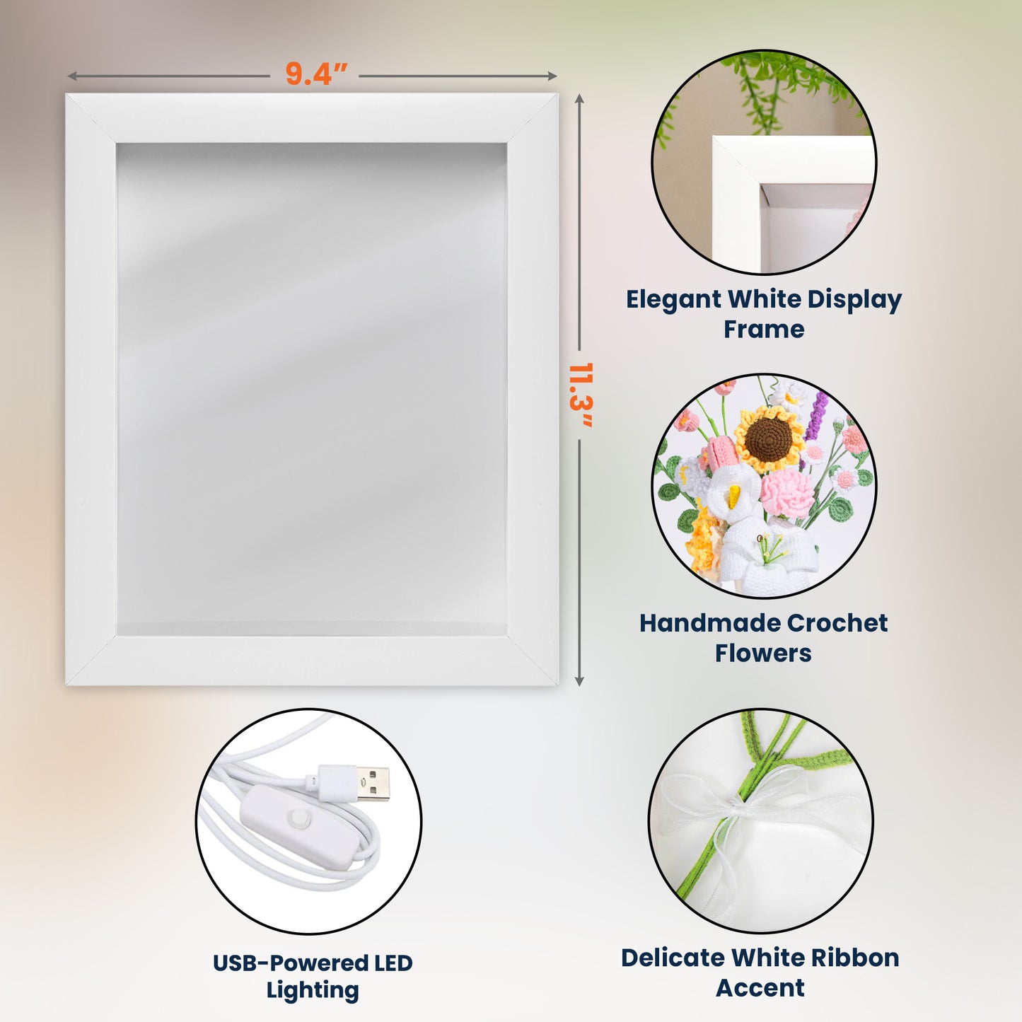 To My Beautiful Wife - Personalized Crochet Flower Shadow Box With LED Light