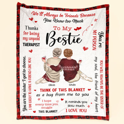 To My Bestie Think Of This Blanket As A Hug - Personalized Blanket