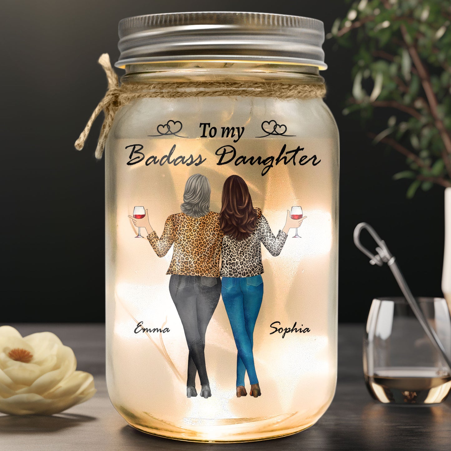 To My Daughter From Mom - Personalized Mason Jar Light