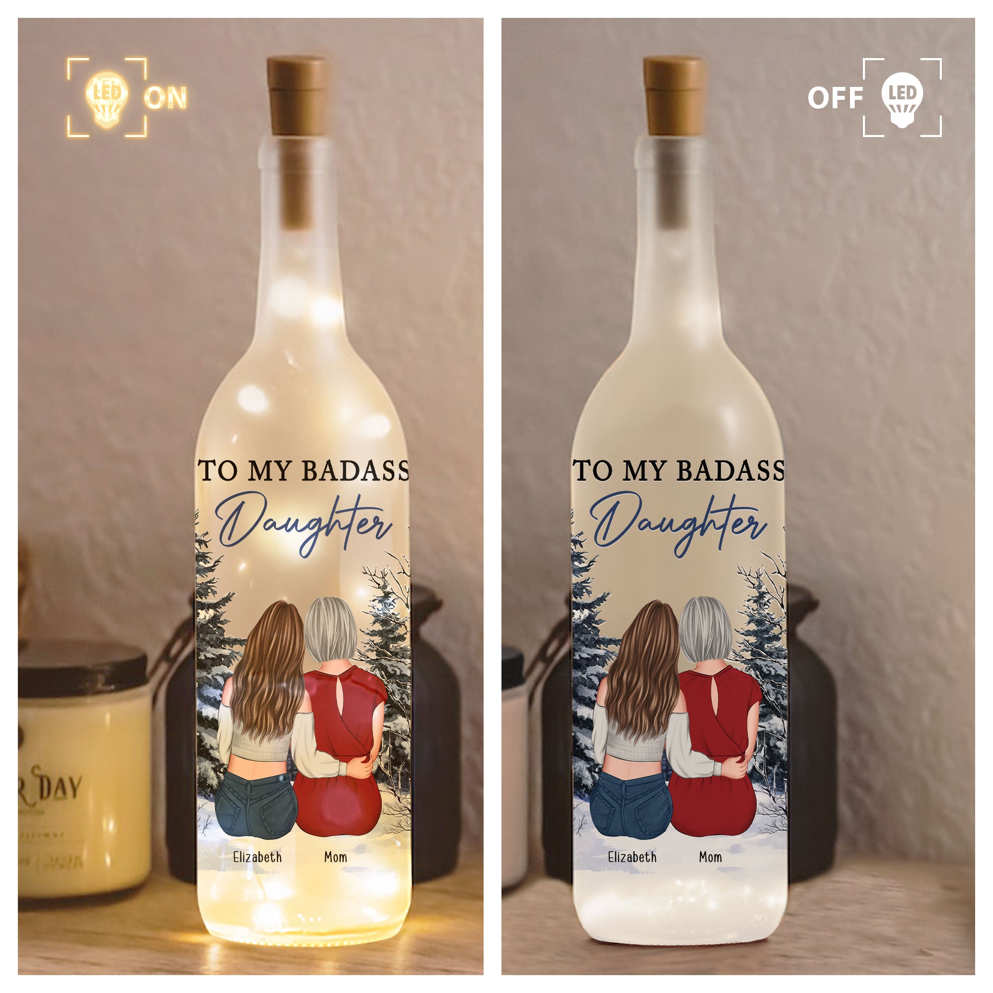 To My Daughter Gift Whisper Back I Am The Storm - Personalized Bottle Lamp