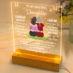 To My Daughter Gifts - Personalized LED Light Acrylic Plaque With Infinity Necklace