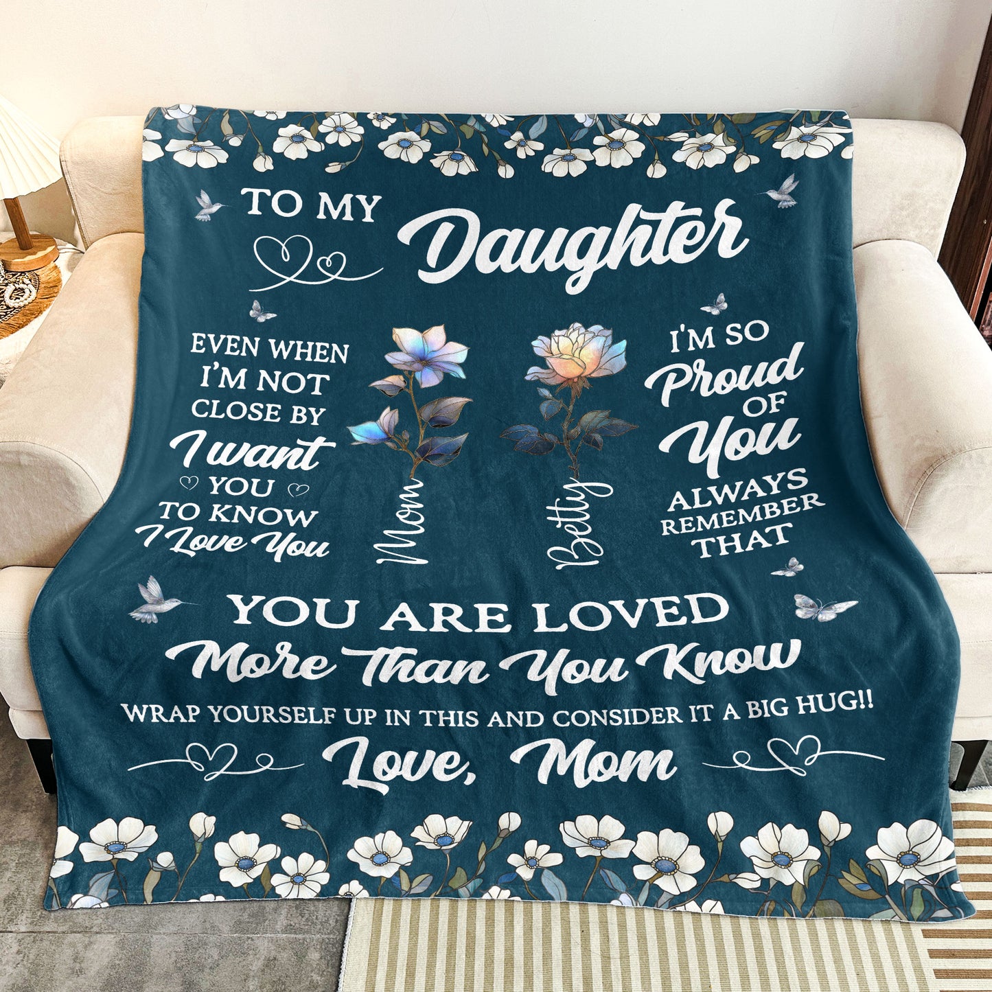 To My Daughter Granddaughter I Love You Birth Flower - Personalized Blanket