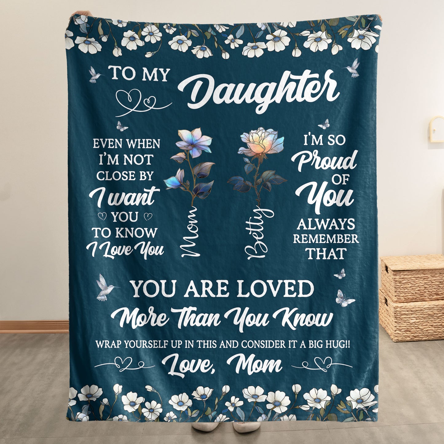 To My Daughter Granddaughter I Love You Birth Flower - Personalized Blanket
