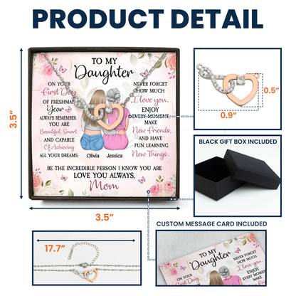 To My Daughter On Your First Day Of Freshman - Personalized Infinity Heart Necklace